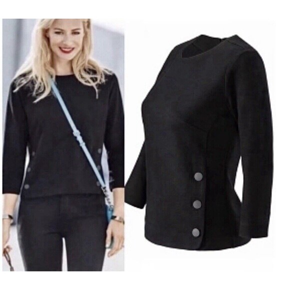 Cabi size S Osaka Nights black pointe utility button side blouse 3/4 sleeves - Picture 1 of 12